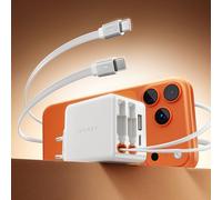 iVANKY Cargador USB-C GAN 45W 4 en 1 con Cable Retráctil, Fast Charging, Adaptador para Samsung Galaxy S25 Ultra/S24/S23+/S23/S22/Note20, iPhone 16/15, iPad, Pixel, para Viajes