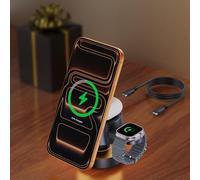 iVANKY para iPhone 16/15/14 Series, Cargador Inalámbrico 4 en 1 Cubo con Lámpara de Noche para MagSafe Soporte de Carga Inalámbrica, 3 en 1 Estación de Carga Rápida 22.5 W para Apple iWatch, AirPods