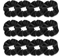 IVARYSS Coletero para mujer, 12 piezas de terciopelo negro para el cabello, coleta suave para niñas, bandas elásticas clásicas para el pelo