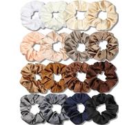 IVARYSS Coleteros de satén para mujer, suaves que la seda para el cabello, lazos y bandas de moda para cabello fino y grueso, paquete de 16 unidades (color neutro)