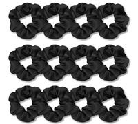 IVARYSS Coleteros para dormir con el cabello, satén de alta calidad suave que la seda para mujeres rizadas, lindas bandas para niñas finas | peinado de cabello grueso, paquete de 12, color negro