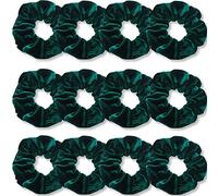 IVARYSS Coleteros para el cabello de terciopelo suave de alta calidad, color verde oscuro, bandas elásticas gruesas de colores sólidos, accesorios para el cabello para mujeres y niñas, paquete de 12