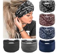IVARYSS Diademas anchas para mujer, turbantes anudados para la cabeza, diademas grandes de estilo africano, accesorios para el cabello, paquete de 6 (conjunto bohemio 1)
