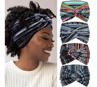 IVARYSS Diademas bohemias extra anchas para mujer, antideslizantes, de 7 pulgadas, grandes, anudadas, elásticas, accesorios para el cabello, paquete de 4