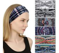 IVARYSS Diademas bohemias para mujer, antideslizantes, anudadas, elásticas, para yoga, correr, entrenamiento, accesorios para el cabello, paquete de 6