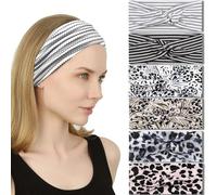 IVARYSS Diademas bohemias para mujer, antideslizantes, anudadas, elásticas, para yoga, correr, entrenamiento, accesorios para el cabello, paquete de 6