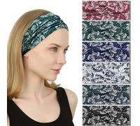 IVARYSS Diademas bohemias para mujer, antideslizantes, anudadas, elásticas, para yoga, correr, entrenamiento, accesorios para el cabello, paquete de 6