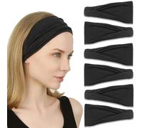 IVARYSS Diademas para mujer, antideslizantes, elásticas de alta calidad, accesorios para el cabello, para yoga, moda, entrenamiento, viajes o correr, paquete de 6, color negro