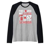 I've Loved My Class for 67 Days Teacher Valentine Design Camiseta Manga Raglan