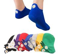 Ivedin Pack 8 Calcetines Tobilleros Bajos de Algodón para Mujer y Niña | Margarita Bordada en el Talón| Talla única 35 a 40 EU