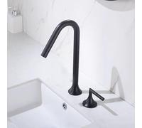 IVEKYKIBC Grifo Mezclador Alto de latón Dos manijas for Lavabo, Grifo for Cocina, Agua fría y Caliente, for baño, Color Gris Negro Cromado(Black One)
