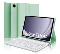 IVEOPPE Funda con Teclado Español Ñ Bluetooth Desmontable para Samsung Galaxy Tab A9 8.7 Pulgadas 2023 (SM-X110/X115/X117), Verde