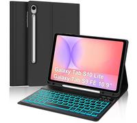 IVEOPPE Funda con Teclado para Samsung Galaxy Tab S10 lite/S10 FE/S9 FE 10.9"/S9 11", QWERTY Español Ñ, Retroiluminado de 7 Colores Bluetooth Magnéticamente Teclado con Portalápices, Negro