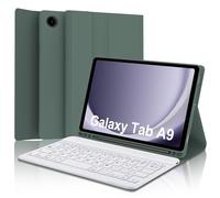 IVEOPPE Funda con Teclado Samsung Galaxy Tab A9 8.7 Pulgadas 2023, Teclado Español Ñ Bluetooth Desmontable (SM-X110/X115/X117), Verde Oscuro