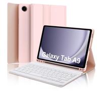 IVEOPPE Funda con Teclado Samsung Galaxy Tab A9 8.7 Pulgadas 2023, Teclado Samsung Tab A9 (SM-X110/X115/X117), Funda Teclado Español Ñ Bluetooth Desmontable para Samsung A9 8.7", Rosa