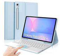IVEOPPE Funda Samsung Galaxy Tab S10 Fe Plus 13.1 Pulgadas con Teclado, Teclado Touchpad Español Ñ Inalambrico Desmontable con Trackpad para Samsung Tab S10 Fe Plus, Azul Cielo