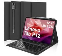 IVEOPPE Funda Teclado para Lenovo Tab P12 12.7 Pulgadas 2023 TB-370FU | Capa Keyboard QWERTY Español Ñ, Bluetooth Magnético Desmontable Recargable Teclado con Portalápices, Negro