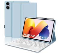 IVEOPPE Funda Teclado para XIAOMI Redmi Pad 2 Pro 2025/Redmi Pad Pro 2024 12.1" con Touchapad, Capa Keyboard Español Ñ Desmontable Bluetooth con Portalápices, Azul Cielo