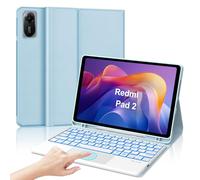 IVEOPPE Funda Teclado para Xiaomi Redmi Pad 2/Redmi Pad SE 11 Pulgada, Keyboard Touchpad Iluminación de 7 Colores, Español Magnético Trackpad Desmontable Bluetooth Keyboard, Azul Cielo