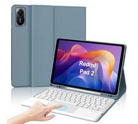 IVEOPPE Funda Teclado para Xiaomi Redmi Pad 2/Redmi Pad SE 11 Pulgada, Teclado Touchpad, Español Magnético Trackpad Desmontable Bluetooth Keyboard con Portalápices, Azul grisáceo