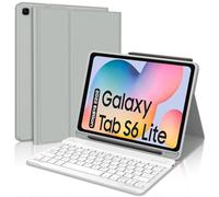 IVEOPPE Funda Teclado Samsung Galaxy S6 Lite 10.4" 2024/2022/2020, Cover Teclado Español Ñ Bluetooth Desmontable para Samsung Tab S6 Lite (SM-P620/P625/P610/P615/P613/P619), Gris Claro