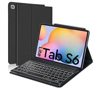 IVEOPPE Funda Teclado Samsung Galaxy S6 Lite 10.4" 2024/2022/2020, Cover Teclado Español Ñ Retroiluminados Bluetooth Desmontable para Samsung Tab S6 Lite (SM-P620/P625/P610/P615/P613/P619), Negro