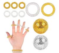 IVEOPPE Kit de masaje, 6 anillos de masaje de acupresión y 2 bolas magnéticas de acupresión y 2 anillos de masaje para muñeca, para masaje de dedos o masaje de dedos