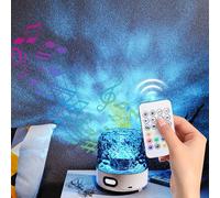 IVEOPPE Proyector LED de cielo estrellado, lámpara oceánica, proyector con mando a distancia, reproductor de música, recargable por USB, proyector de estrellas para niños, para dormitorio, fiesta,