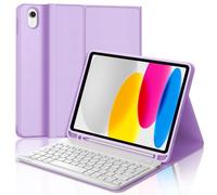 IVEOPPE Teclado iPad 10/11 Generación, Funda Teclado Español Ñ Desmontable Inalámbrico Bluetooth para iPad 10Generación 2022/11 Generación A16 2025 (10.9/11 Pulgada), Morado