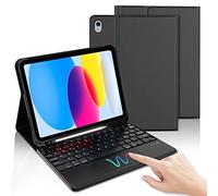 IVEOPPE Teclado iPad 10 Generación 2022/11 Generación A16 2025 (10.9/11 Pulgada) con Touchpad, Funda Teclado Trackpad Bluetooth Español Ñ Inalámbrico Desmontable para iPad 10/11 Generación, Negro