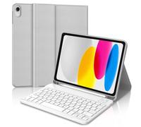 IVEOPPE Teclado iPad 10 Generación 2022/11 Generación A16 2025 (10.9/11 Pulgada), Funda Teclado Español Ñ Desmontable Inalámbrico Bluetooth para iPad 10/11 Generación, Gris Claro