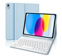 IVEOPPE Teclado iPad 10 Generación 2022/11 Generación A16 2025 (10.9/11 Pulgada), Funda Teclado Español Ñ Desmontable Inalámbrico Bluetooth para iPad 10/11 Generación 2022/2025, Azul Cielo