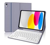 IVEOPPE Teclado iPad 11/10 Generación, Funda Teclado Español Ñ Desmontable Inalámbrico Bluetooth para iPad 10.ª 10.9" 2022/11.ª 11" 2025, Púrpura Lavanda