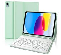 IVEOPPE Teclado iPad 11/10 Generación, Funda Teclado Español Ñ Desmontable Inalámbrico Bluetooth paraiPad 10 Generación 2022/11 Generación A16 2025 (10.9/11 Pulgada), Verde Hierba