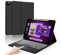 IVEOPPE Teclado iPad Pro 12.9 con Touchpad, Funda Teclado Español Trackpad Bluetooth Retroiluminados Inalámbrico Desmontable para iPad Pro 12.9 6 Gen/5 Gen/4 Gen/3 Gen 12,9", Negro