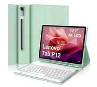 IVEOPPE Teclado Lenovo Tab P12 12.7" 2023, Funda Teclado Español Bluetooth Magnético Desmontable para Lenovo Tab P12 2023 12.7 Pulgadas TB370FU, Hierba Verde
