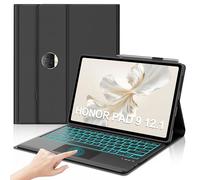 IVEOPPE Teclado para Honor Pad 9 12.1 Pulgadas con Touchpad, Teclado Funda Trackpad Keyboard Retroiluminado de 7 Colores Español Ñ Desmontable Bluetooth para Honor Pad 9 12.1 Pulgadas 2024, Negro