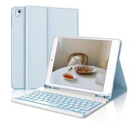 IVEOPPE Teclado para iPad 6 Generación 9.7" 2018, Funda Teclado Español Ñ Bluetooth Magnética Retroiluminados para iPad 5a Gen/Pro 9.7/Air 2/Air 1, Azul Cielo