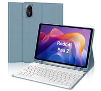 IVEOPPE Teclado para Xiaomi Redmi Pad 2/Redmi Pad SE 11 Pulgada, Funda Keyboard Bluetooth QWERTY Español Ñ Magnético Desmontable con Portalápices, Azul grisáceo