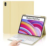 IVEOPPE Teclado Redmi Pad Pro 12.1 con Touchpad, Teclado Trackpad Xiaomi Poco Pad 12.1, Funda Teclado Español Ñ Bluetooth Desmontable para Xiaomi Redmi Pad Pro 12.1" 2024, Amarillo Claro