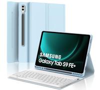IVEOPPE Teclado Samsung Galaxy Tab S9 FE+ 12.4" 2023, Teclado Samsung Tab S9 Fe Plus, Funda con Teclado España Ñ Bluetooth Samsung Galaxy Tab S9 Plus 12,4" 2023 (SM-X810/X816B/X818U), Azul Cielo