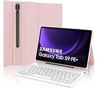 IVEOPPE Teclado Samsung Galaxy Tab S9 FE Plus/S10 Plus 12.4" 2023, Funda con Teclado España Ñ Bluetooth para Samsung Galaxy Tab S9 Plus 12,4" 2023, Rosa