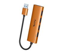 IVIIN USB Hub 3.0, 4 Puertos Multicargador USB 3.0 Adaptador 5Gbps Alta Velocidad, Compatible con MacBook Pro Air iMac Surface Pro PC Portátil Disco Duro Teclado Ratón, Naranja