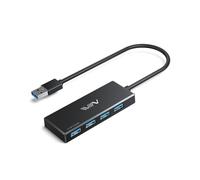 IVIIN USB Hub 3.0, 4 Puertos Multicargador USB 3.0 Adaptador 5Gbps Alta Velocidad, Compatible con MacBook Pro Air iMac Surface Pro PC Portátil Disco Duro Teclado Ratón, Negro