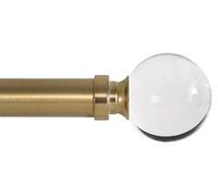 Ivilon Barra de cortina de ventana para tratamiento de cortinas - Bola acrílica de 2,5 cm, barra de 28 a 48 pulgadas, color dorado cálido
