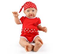 IVITA Muñeca de silicona de cuerpo entero con la boca abierta - Muñeca de bebé recién nacido, suave, puede comer chupete, niña 25 cm