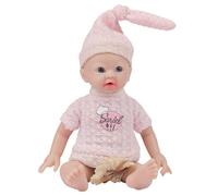 IVITA Muñeca de silicona de cuerpo entero para bebé, boca abierta, muñeca de bebé recién nacido, muñeca gemela, puede chupete comer niña (17 cm)