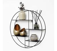 IVOL Estantería de pared de metal negro con 4 estantes metálicos - Redondo - 50 x 10 cm