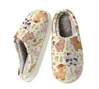 Ivolege Pantuflas para el hogar, lindas pantuflas de animales de granja | Pantuflas de espuma viscoelástica, acogedoras, cálidas, cómodas, antideslizantes, para el hogar, el dormitorio