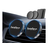 ivoler 2 Pack Soporte Móvil Coche Magnético para Rejilla del Aire, Negro | 360°Rotación Iman Móvil Coche para Smartphone iPhone, Samsung Huawei, Xiaomi y Dispositivo GPS con 4 Pegatinas Metalicas